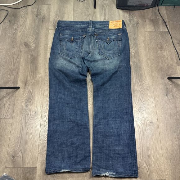 True Religion Ricky Straight Fit Flap Pocket Jeans Baggy Y2K Skate Mens 40x34 - Picture 3 of 12